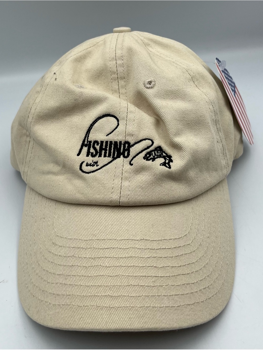 Fishing with..Made in USA Beige Adjustable OSFA Signed/Auto Baseball Cap Hat NWT